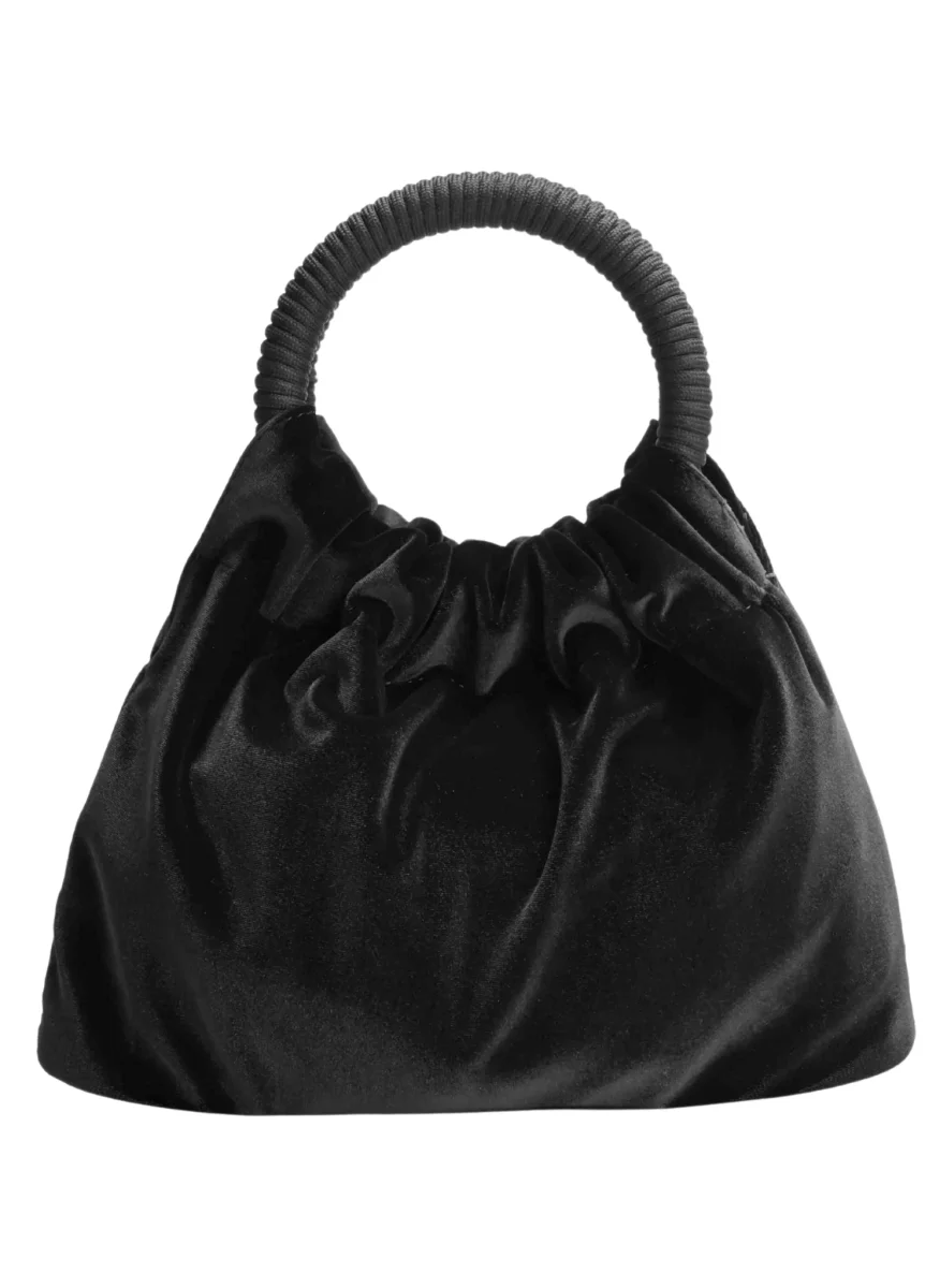 BOLSO FIESTA NEGRO TERCIOPELO ASA FRUNCIDA - Imagen 4