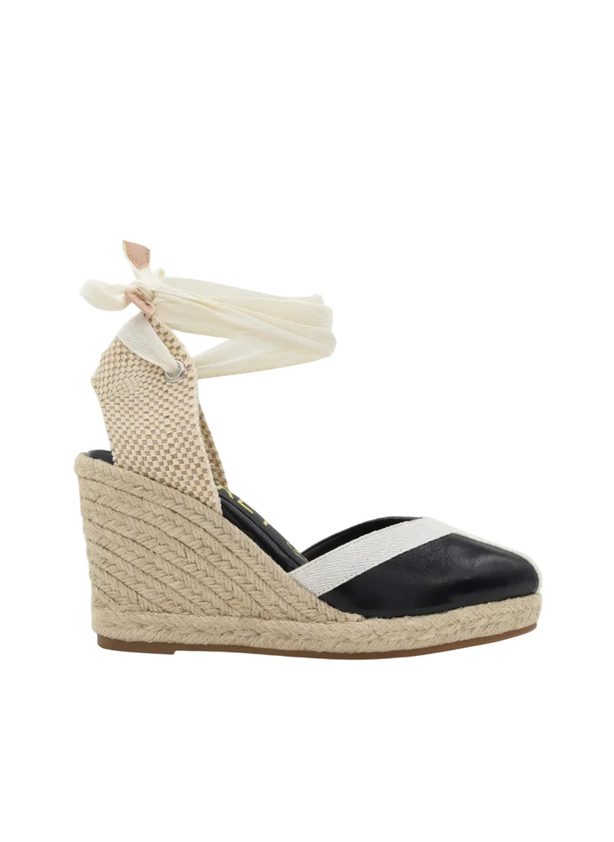 ALPARGATA CUÑA NEGRO Y BEIGE LAZADA - Imagen 4