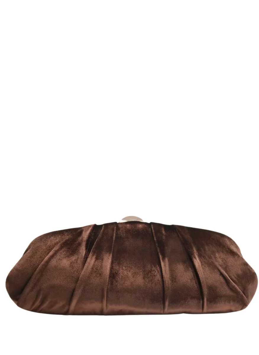 CLUTCH MARRÓN TERCIOPELO FRUNCIDO FIESTA - Imagen 4