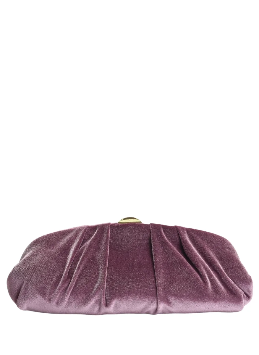 CLUTCH FIESTA MALVA TERCIOPELO FRUNCIDO CADENA - Imagen 4