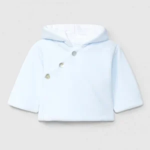 Chaqueta Terciopelo Lisa Con Capucha Azul