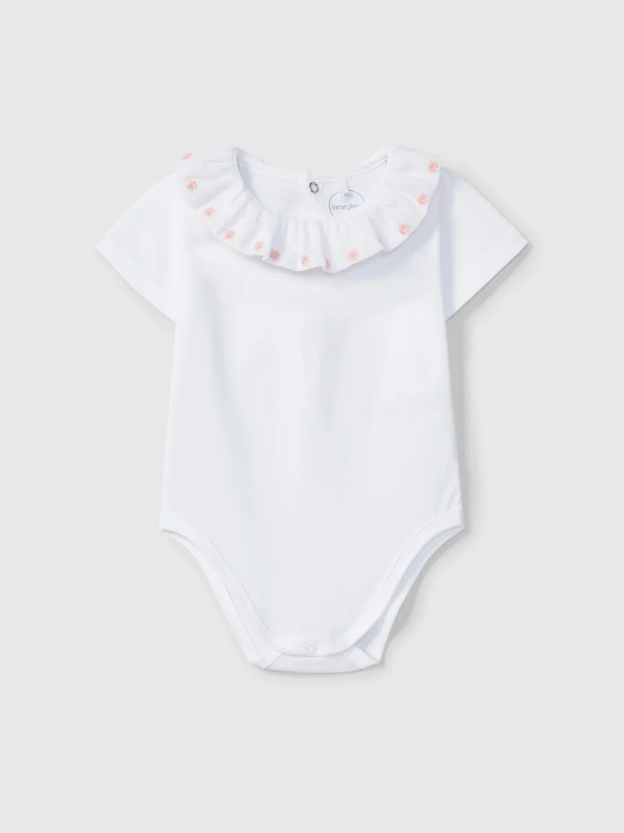 Body cuello Volante Flores Bordadas - Imagen 2