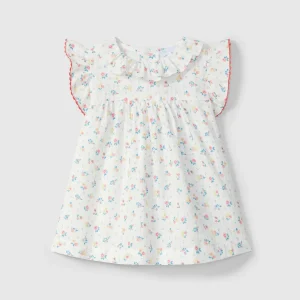 Vestido Estampado Floral con Cuello de Volante
