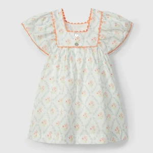 Vestido Flores con Detalle de Zigzag