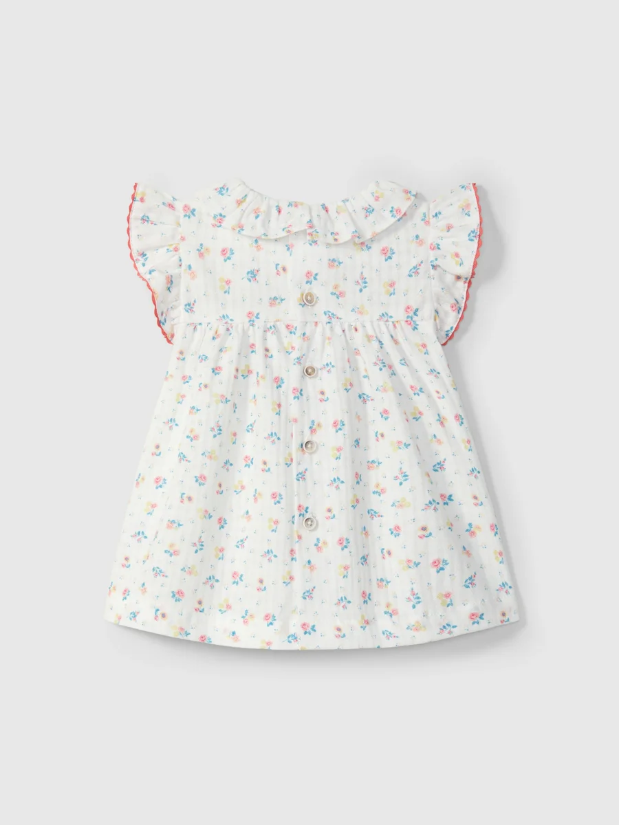 Vestido Estampado Floral con Cuello de Volante - Imagen 3