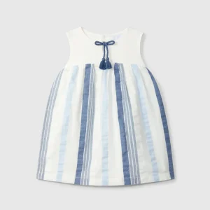 Vestido en Tejido Texturizado a Rayas