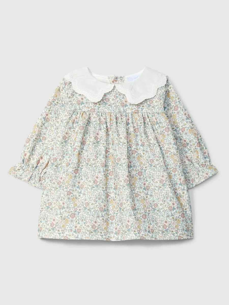 Vestido Pana Estampado Flores con Cuello
