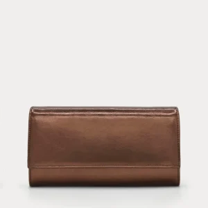 BOLSO CLUTCH FIESTA BRONCE METALIZADO CADENA