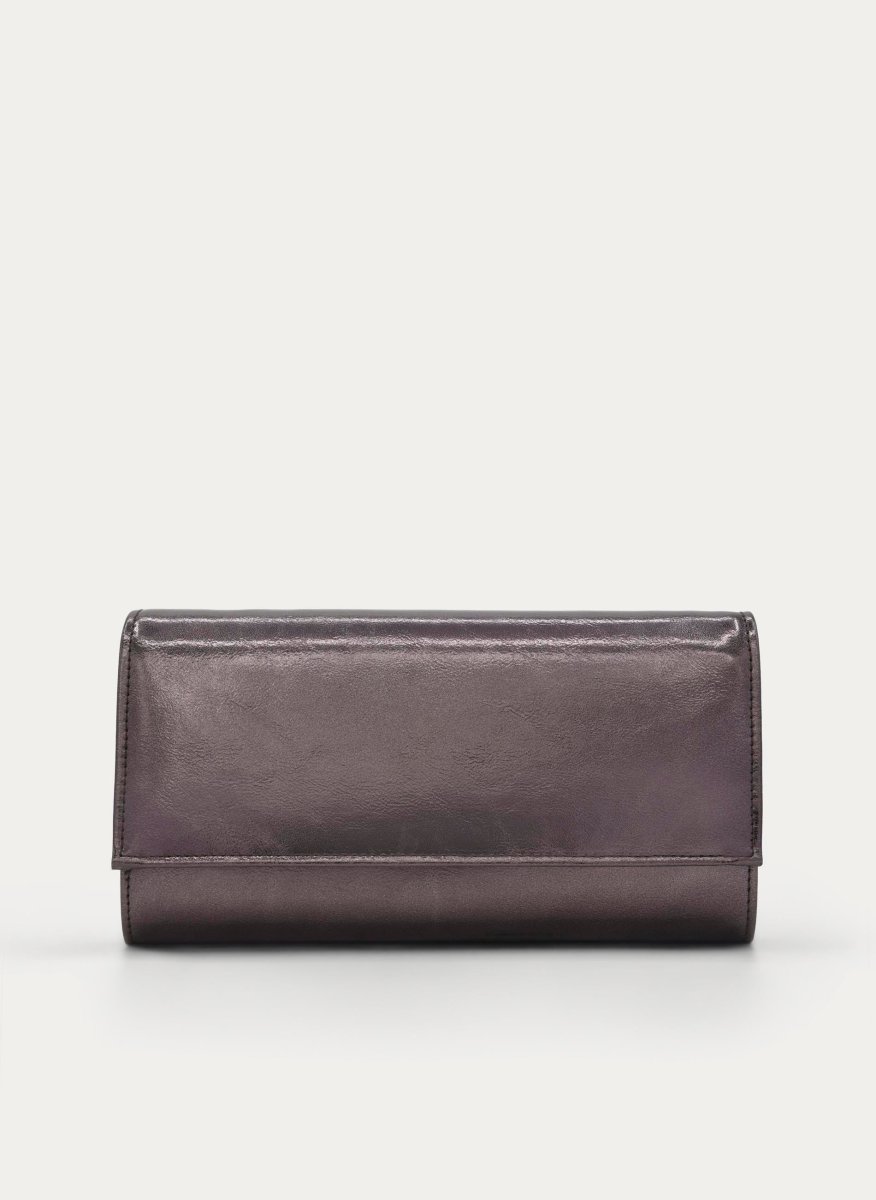 BOLSO CLUTCH FIESTA PLOMO METALIZADO CADENA