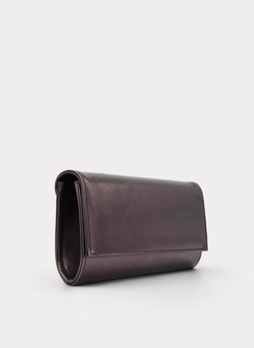 BOLSO CLUTCH FIESTA PLOMO METALIZADO CADENA - Imagen 3