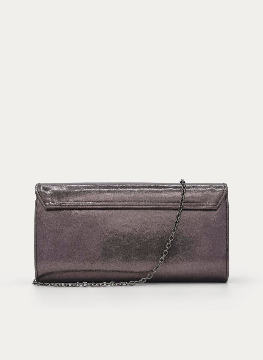 BOLSO CLUTCH FIESTA PLOMO METALIZADO CADENA - Imagen 6