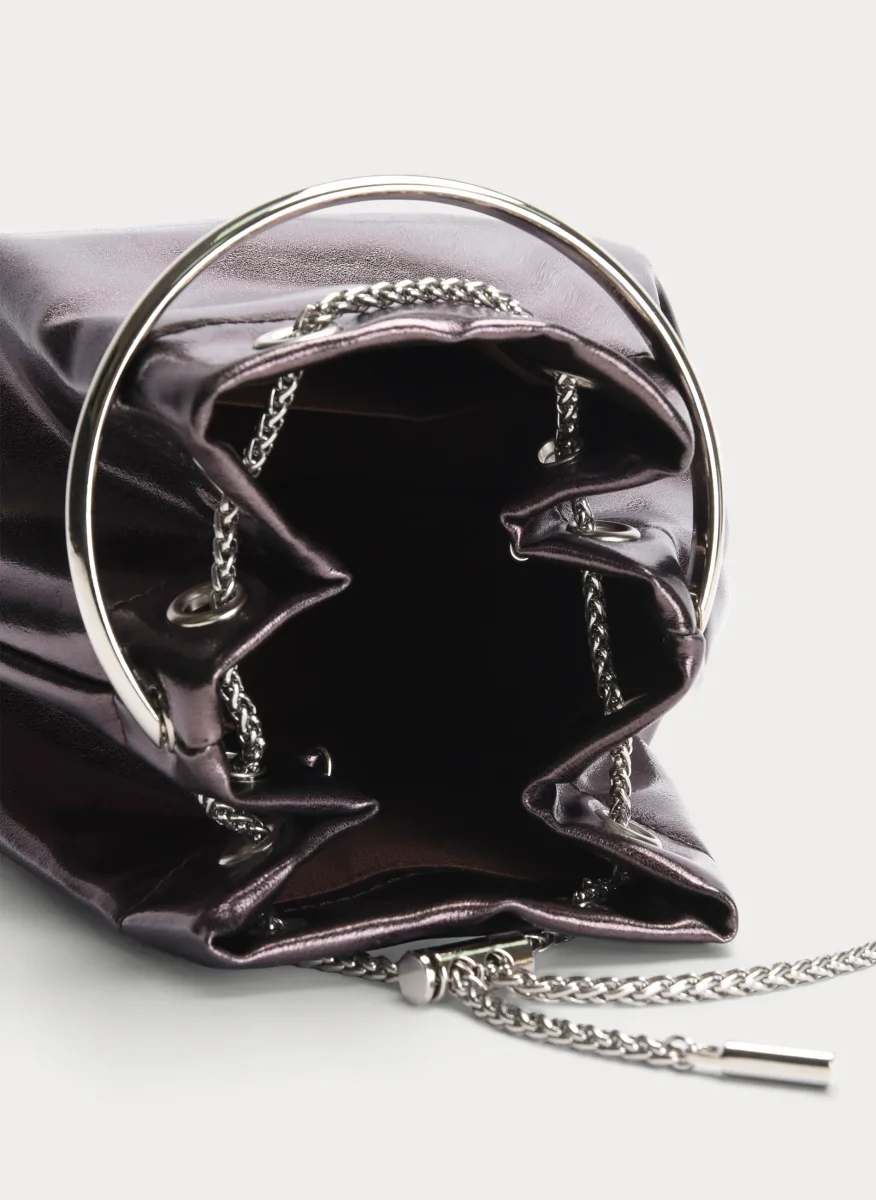 BOLSO SACO PLOMO METALIZADO CON ASA ARO - Imagen 5