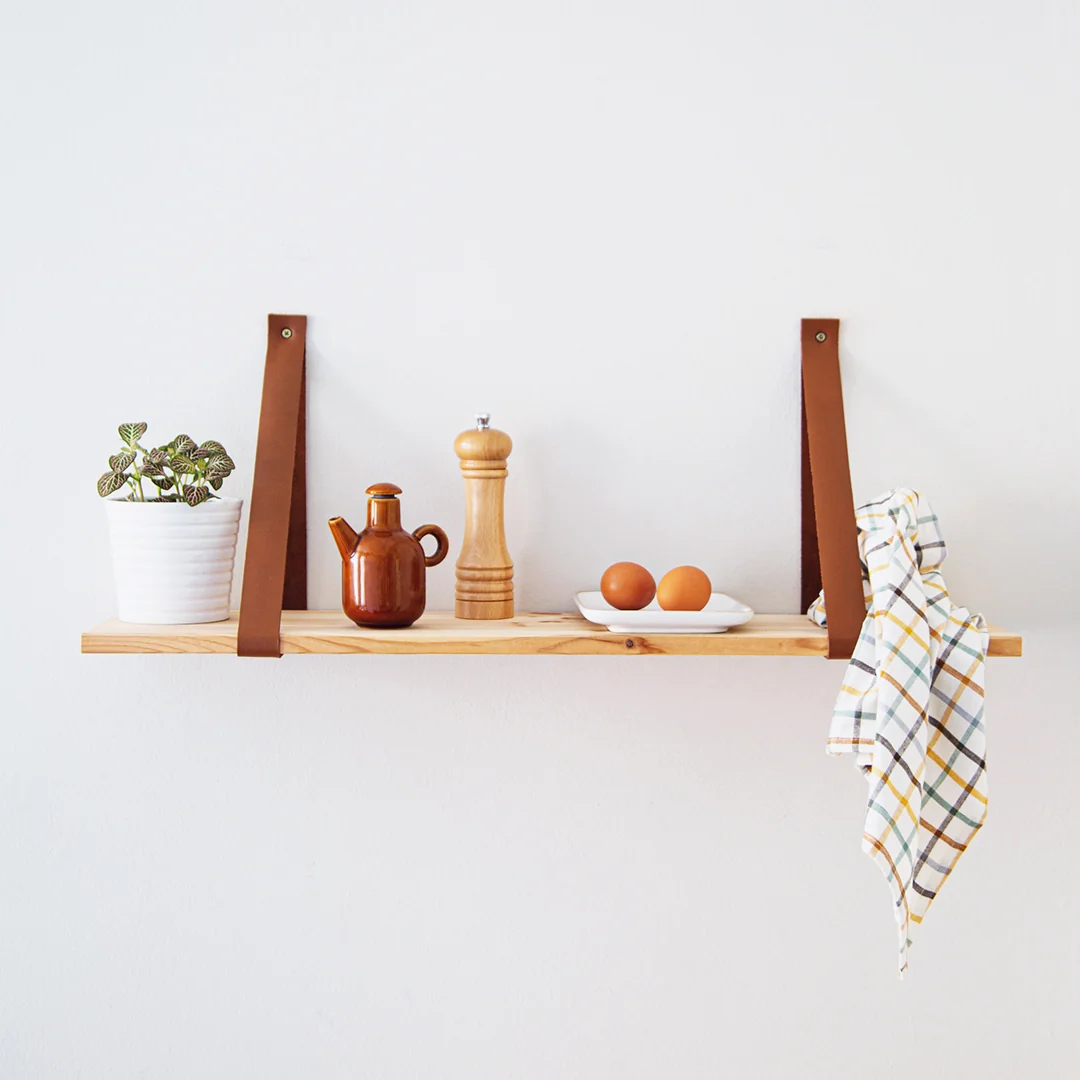 Estantería de madera y cuero - Imagen 5
