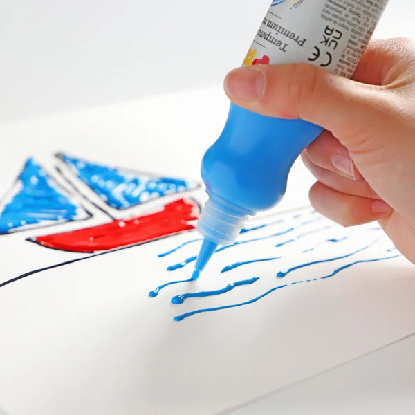 Tempera de alta calidad en botella con pico medidor, 6 colores. - Imagen 3