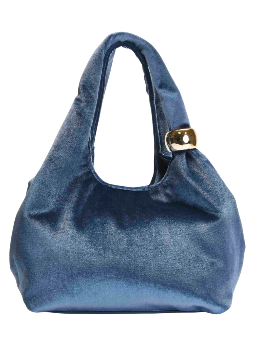 BOLSO FIESTA GRIS TERCIOPELO HOMBRO CADENA - Imagen 4