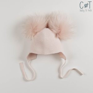 Gorro de Punto con Doble Pompón Rosa Soft