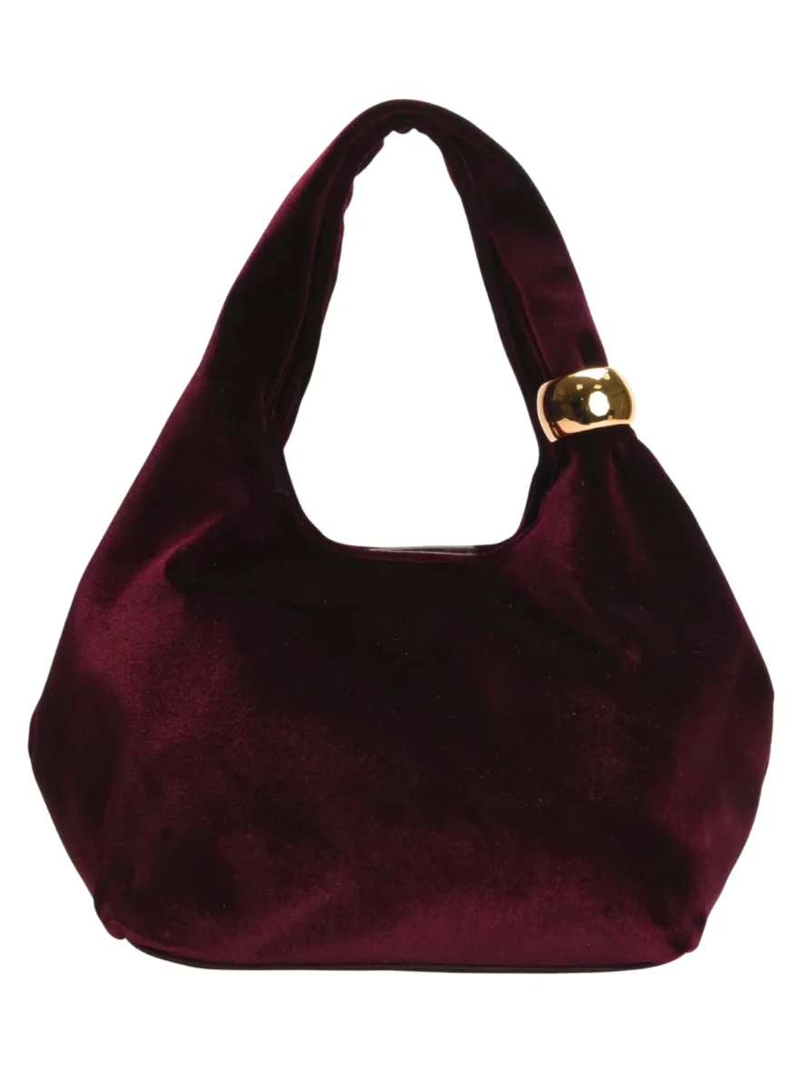 BOLSO FIESTA BURDEOS TERCIOPELO HOMBRO CADENA - Imagen 4