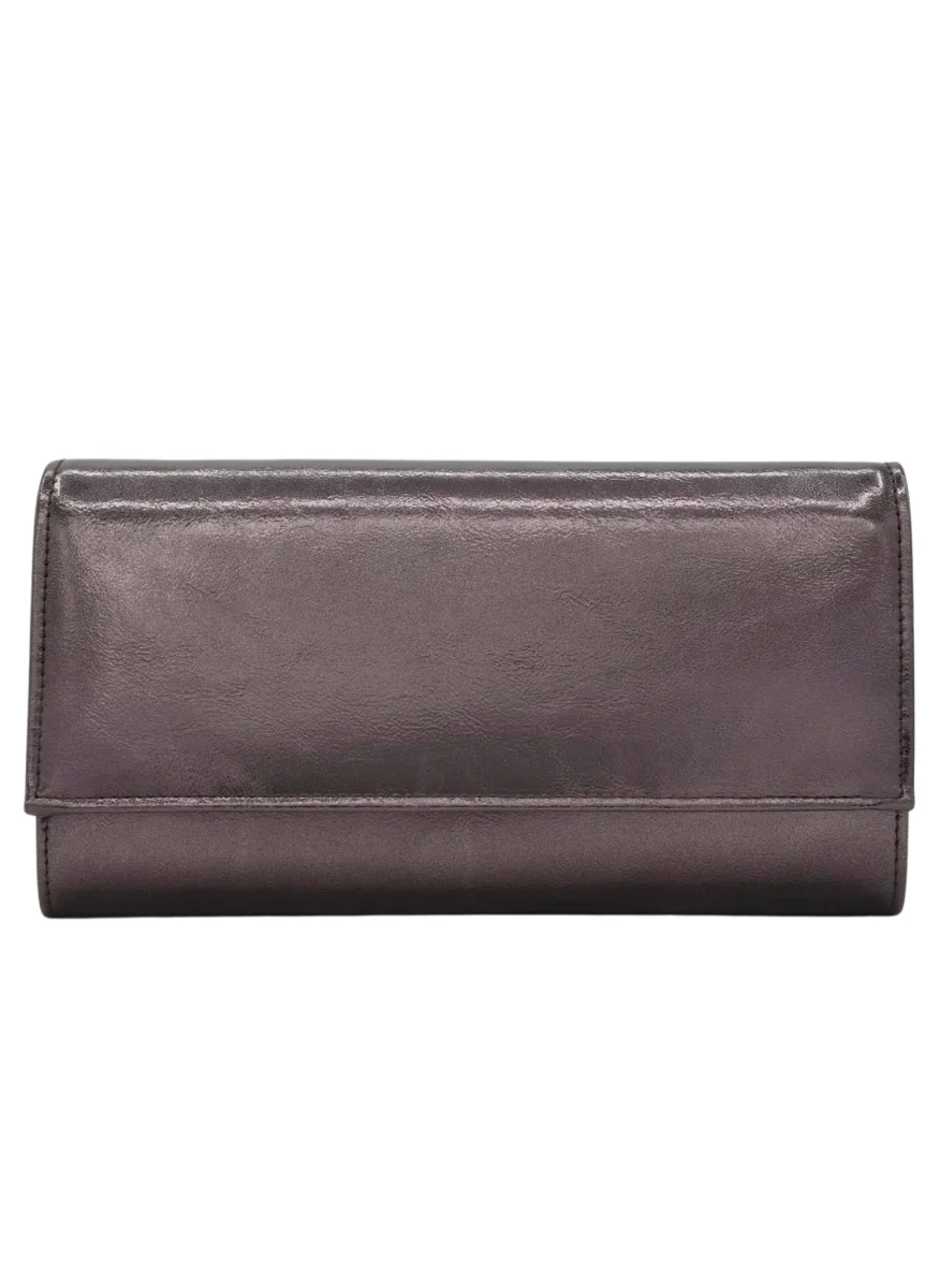 BOLSO CLUTCH FIESTA PLOMO METALIZADO CADENA - Imagen 4