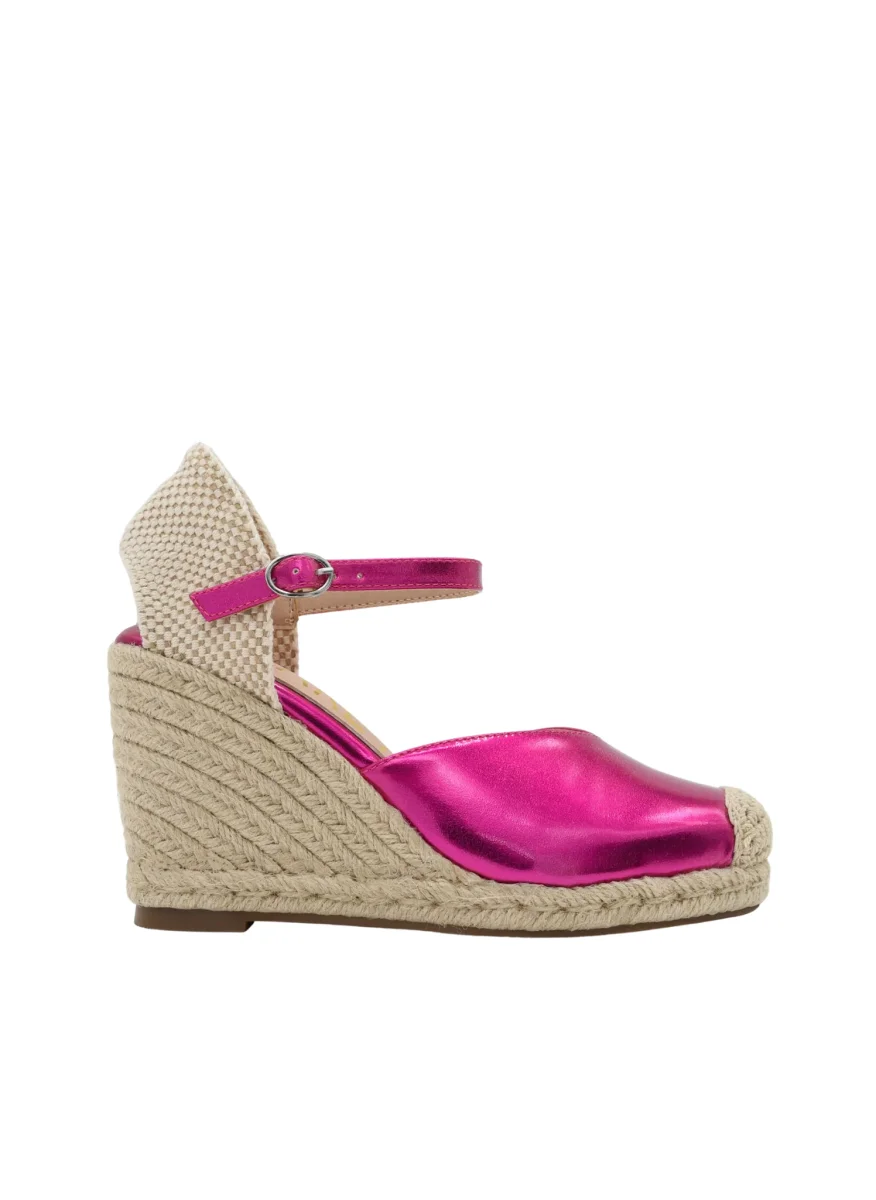 ALPARGATAS DE CUÑA FUCSIA METALIZADAS CON PLATAFORMA DE YUTE - Imagen 4