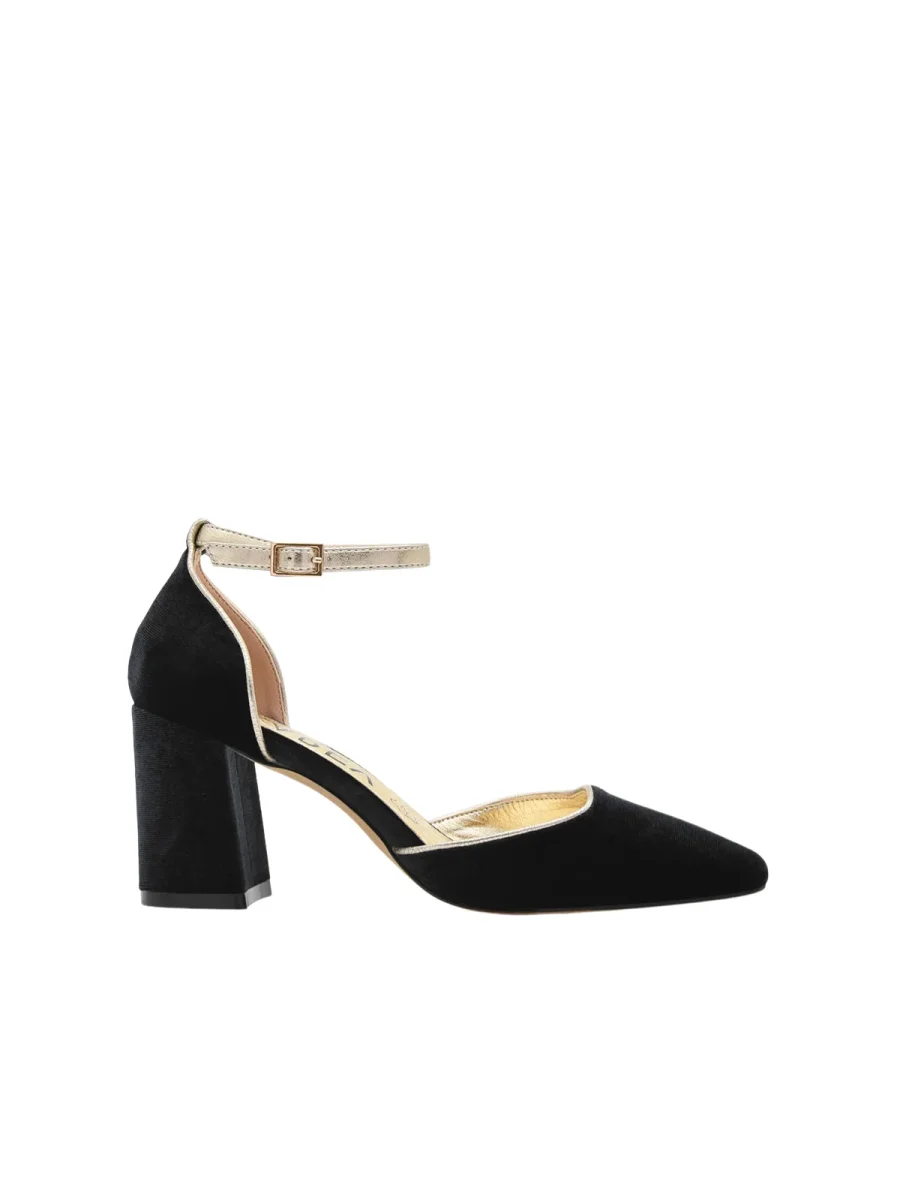 Zapato de Terciopelo Negro con Ribete Dorado - Imagen 4