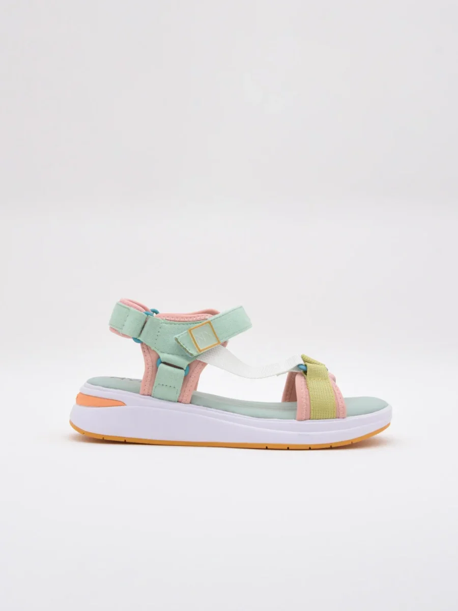 Sandalias verdes y rosas