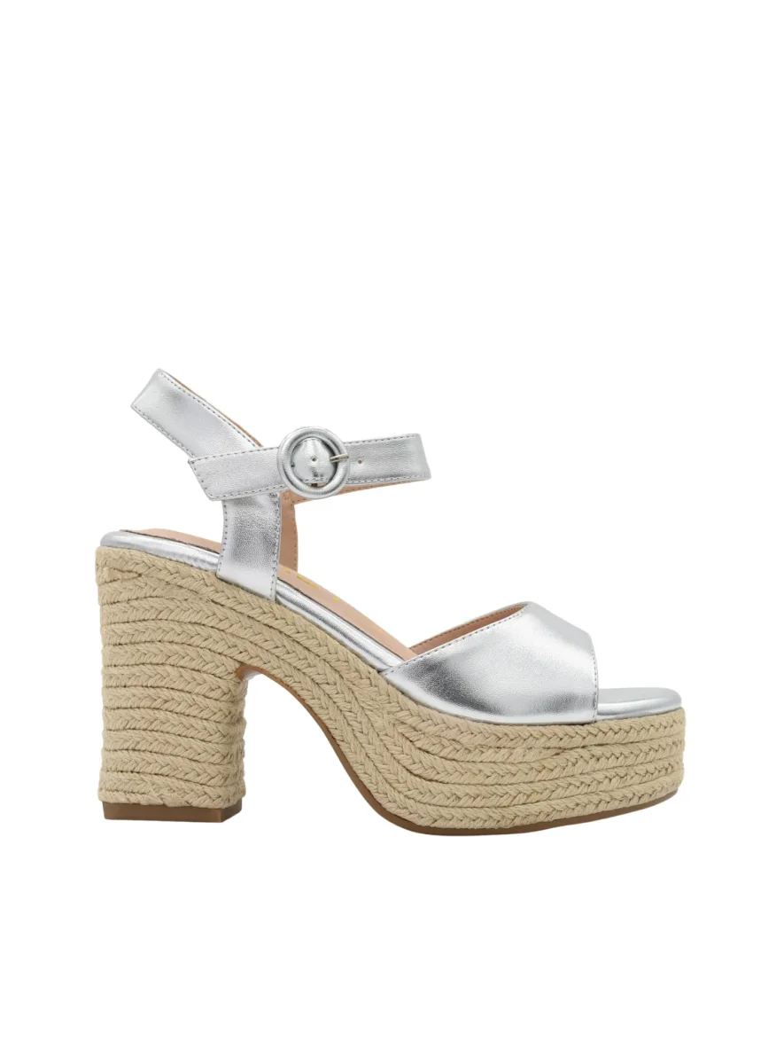 SANDALIAS DE TACÓN PLATA CON PLATAFORMA DE YUTE - Imagen 4