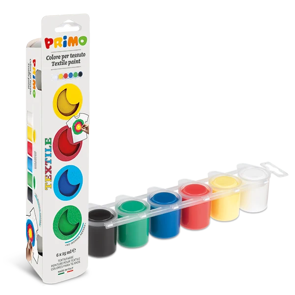 Pintura acrílica para tela en bote, 6 colores.