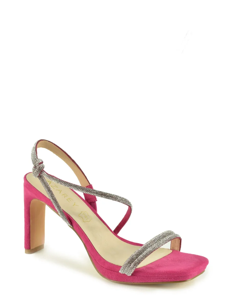 Sandalia de plataforma color fucsia con tiras de strass - Imagen 3