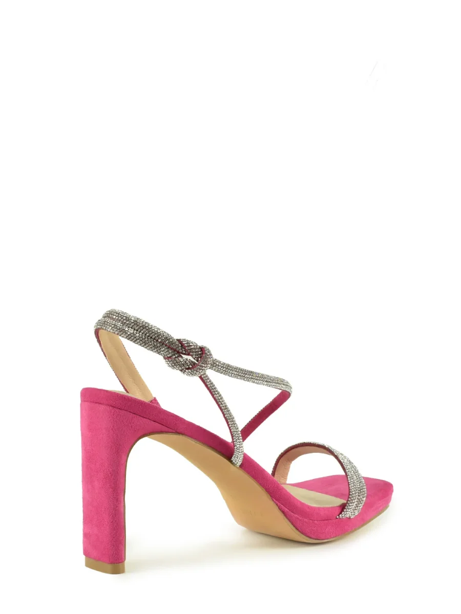 Sandalia de plataforma color fucsia con tiras de strass - Imagen 5