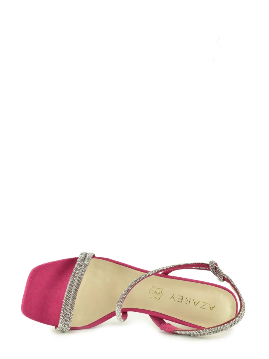 Sandalia de plataforma color fucsia con tiras de strass - Imagen 4