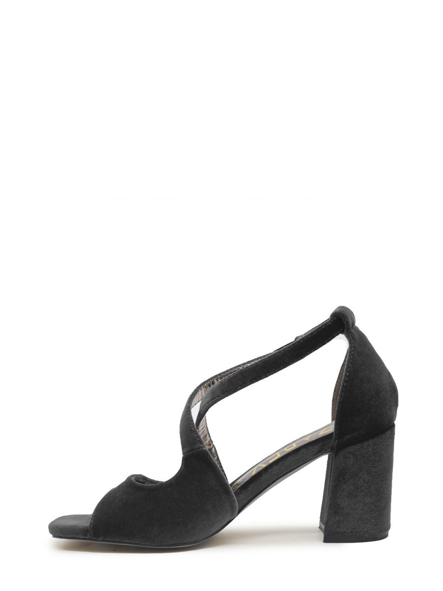 Sandalia terciopelo negro para mujer - Imagen 5