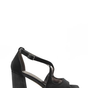 Sandalia terciopelo negro para mujer
