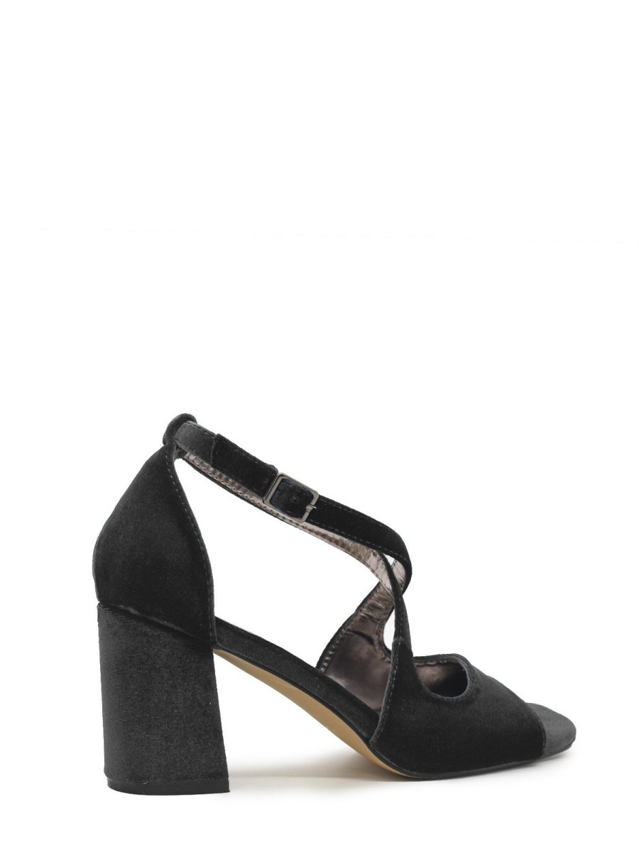 Sandalia terciopelo negro para mujer - Imagen 3