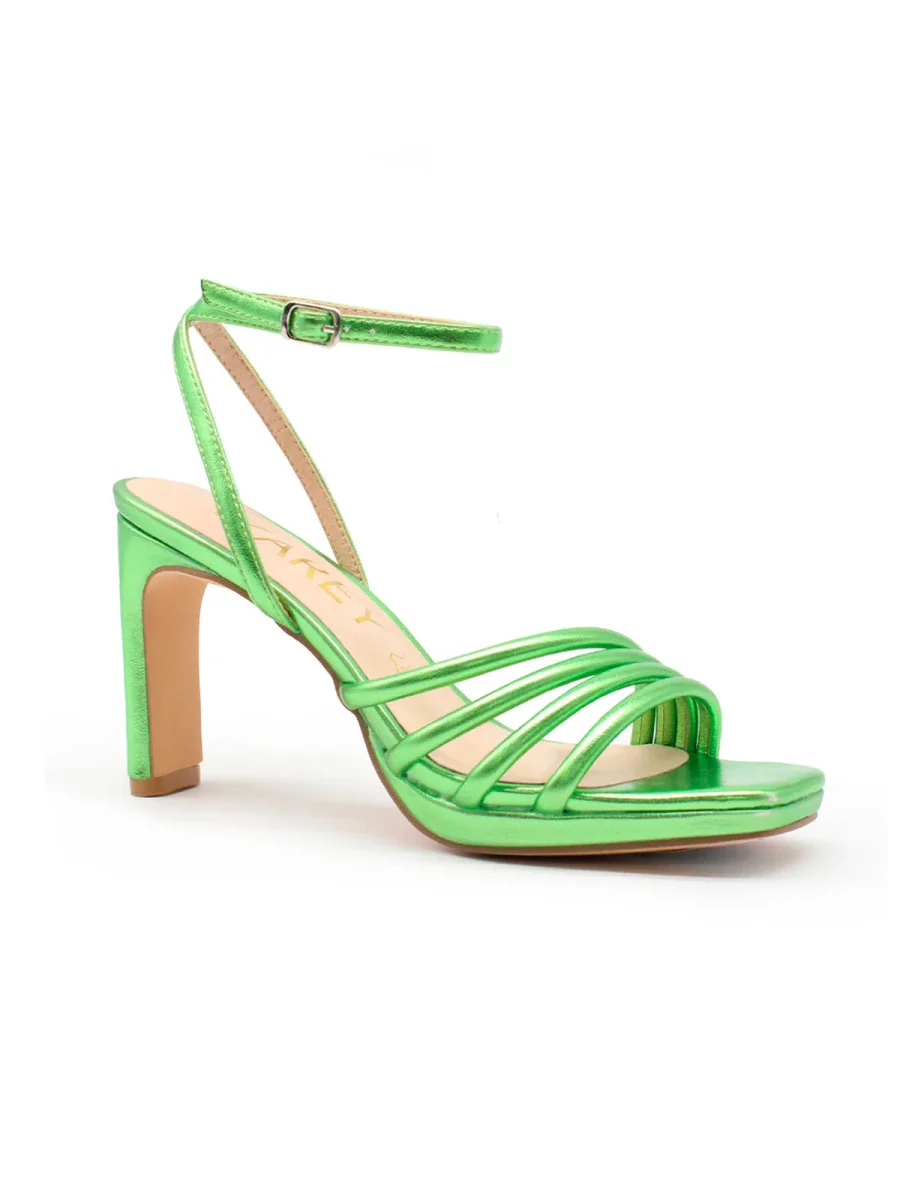 Sandalia de plataforma con tiras color verde - Imagen 3