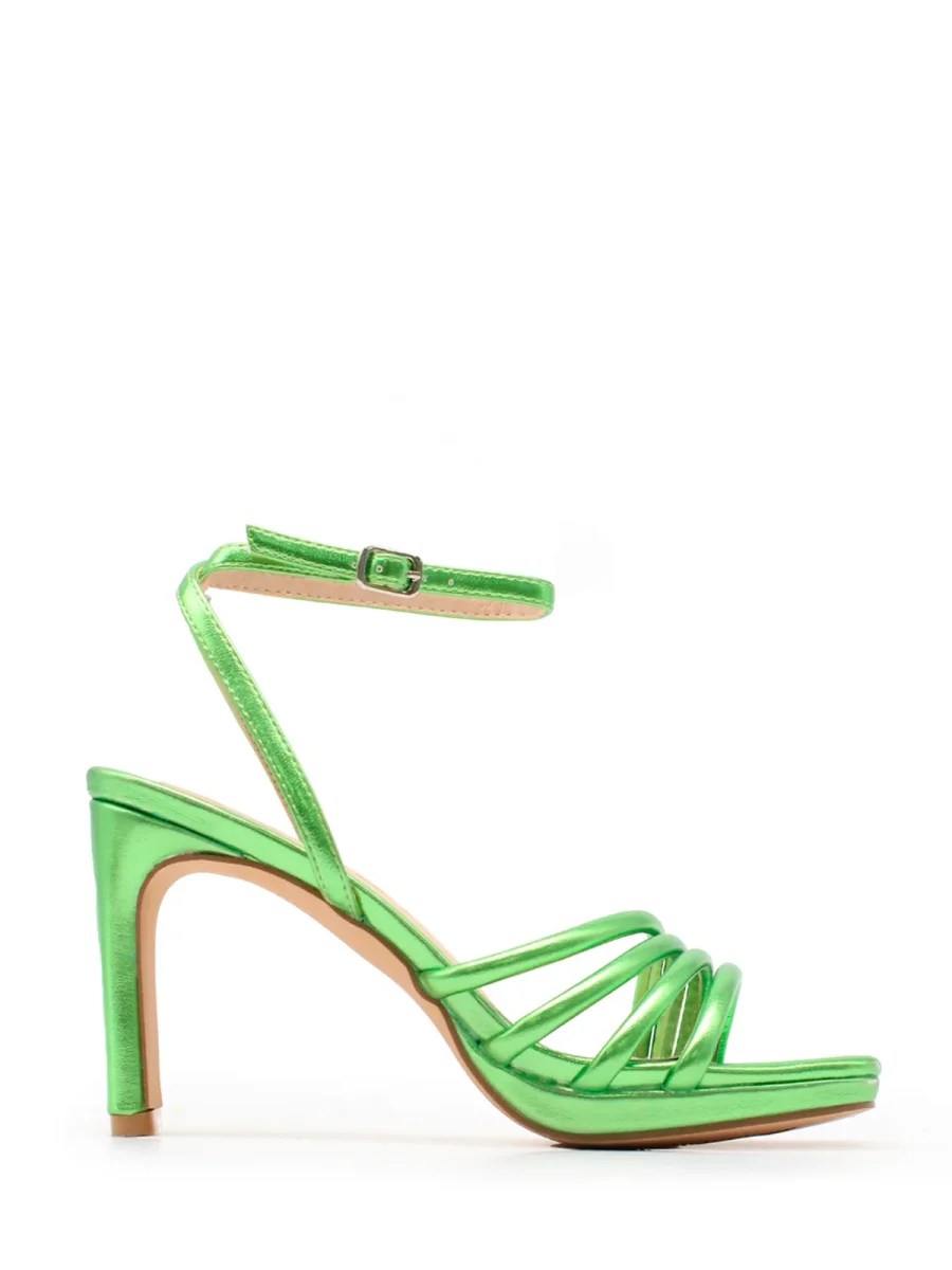 Sandalia de plataforma con tiras color verde - Imagen 2