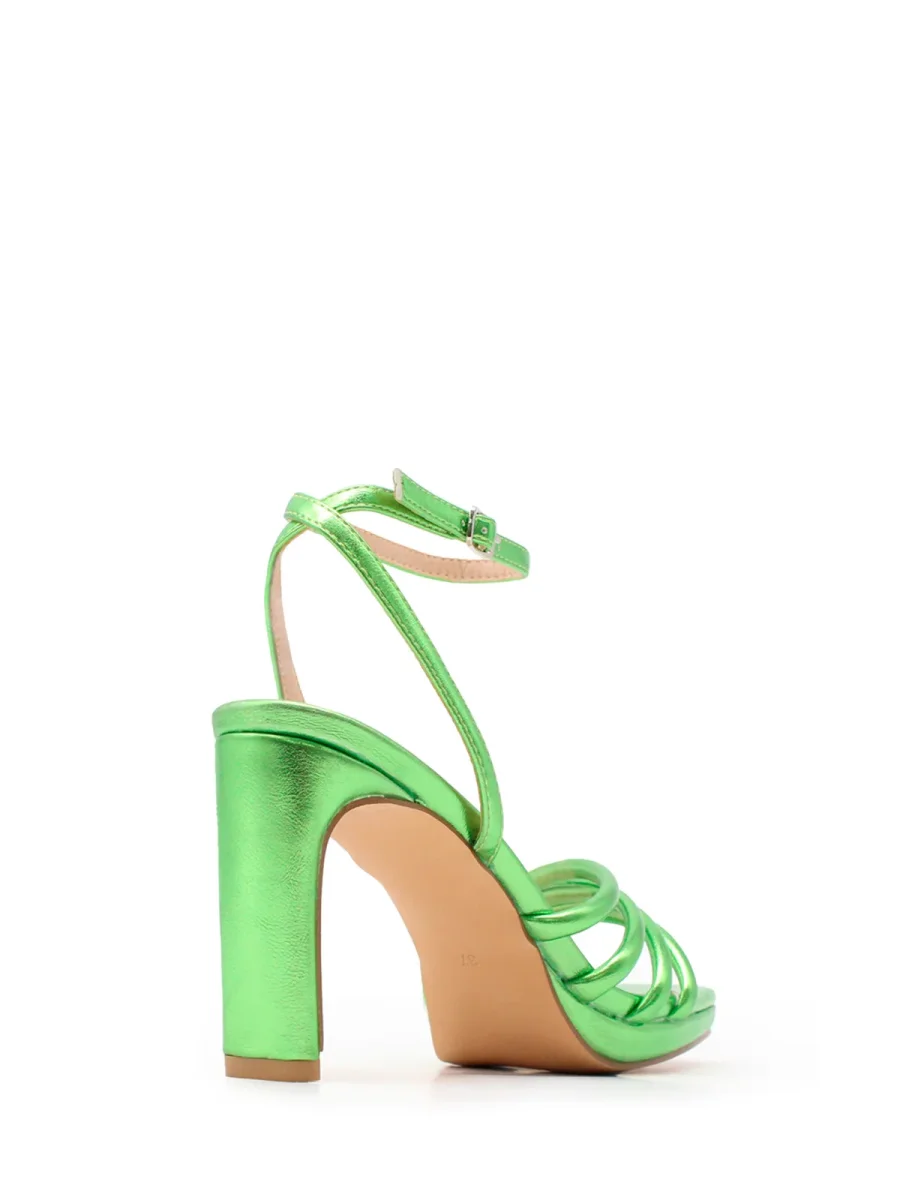 Sandalia de plataforma con tiras color verde - Imagen 4