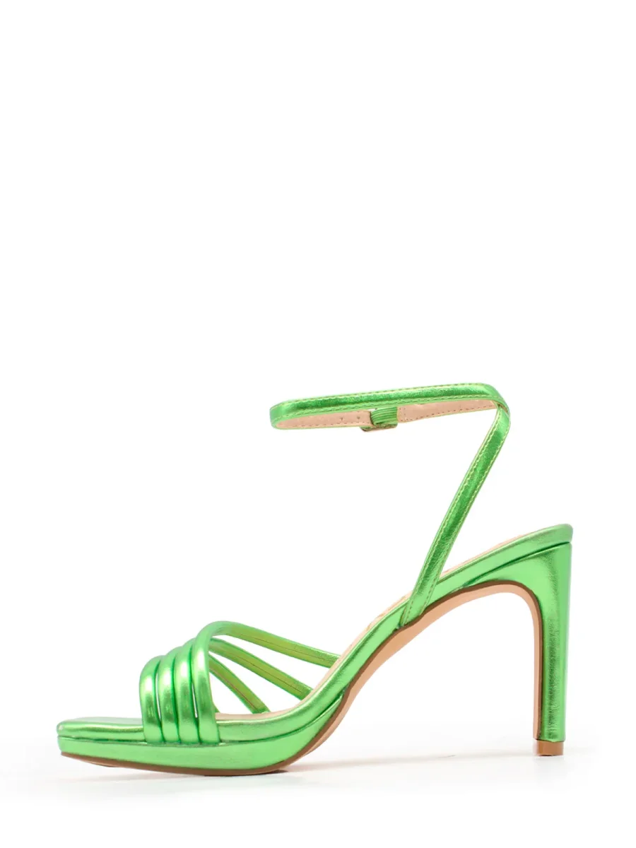 Sandalia de plataforma con tiras color verde - Imagen 5