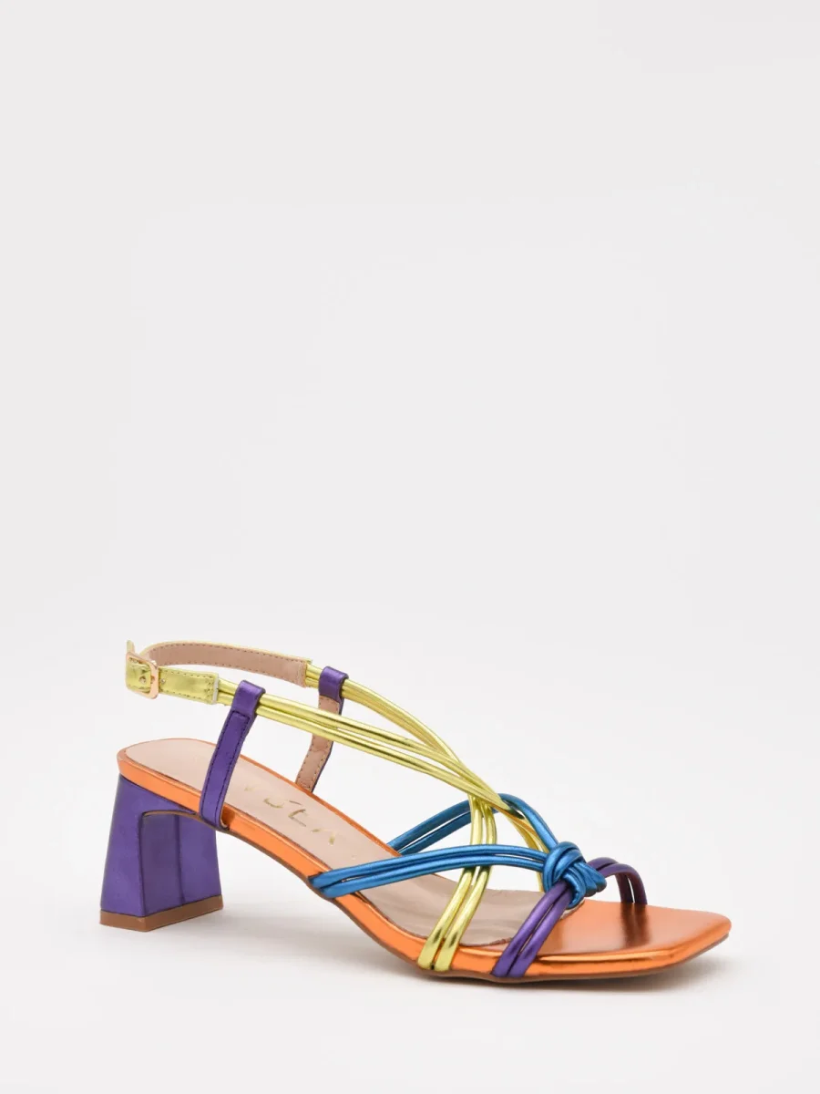 Sandalias de Tacón Bajo Multicolor con Tiras Metálicas - Imagen 5