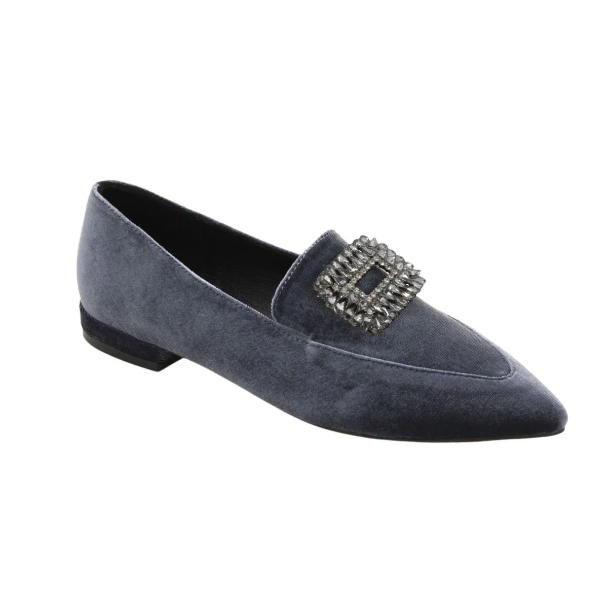 ZAPATO DE TERCIOPELO GRIS CON HEBILLA - Imagen 4