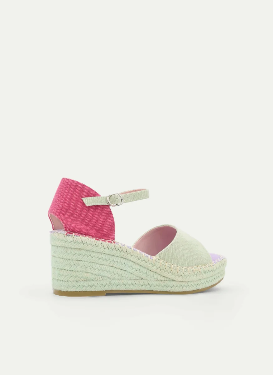 ALPARGATAS DE CUÑA VERDE Y FUCSIA CON HEBILLA - Imagen 5