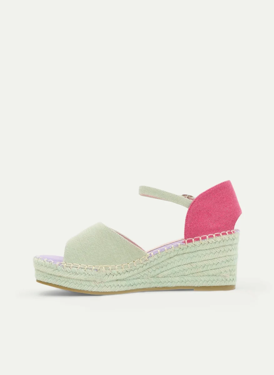 ALPARGATAS DE CUÑA VERDE Y FUCSIA CON HEBILLA - Imagen 6
