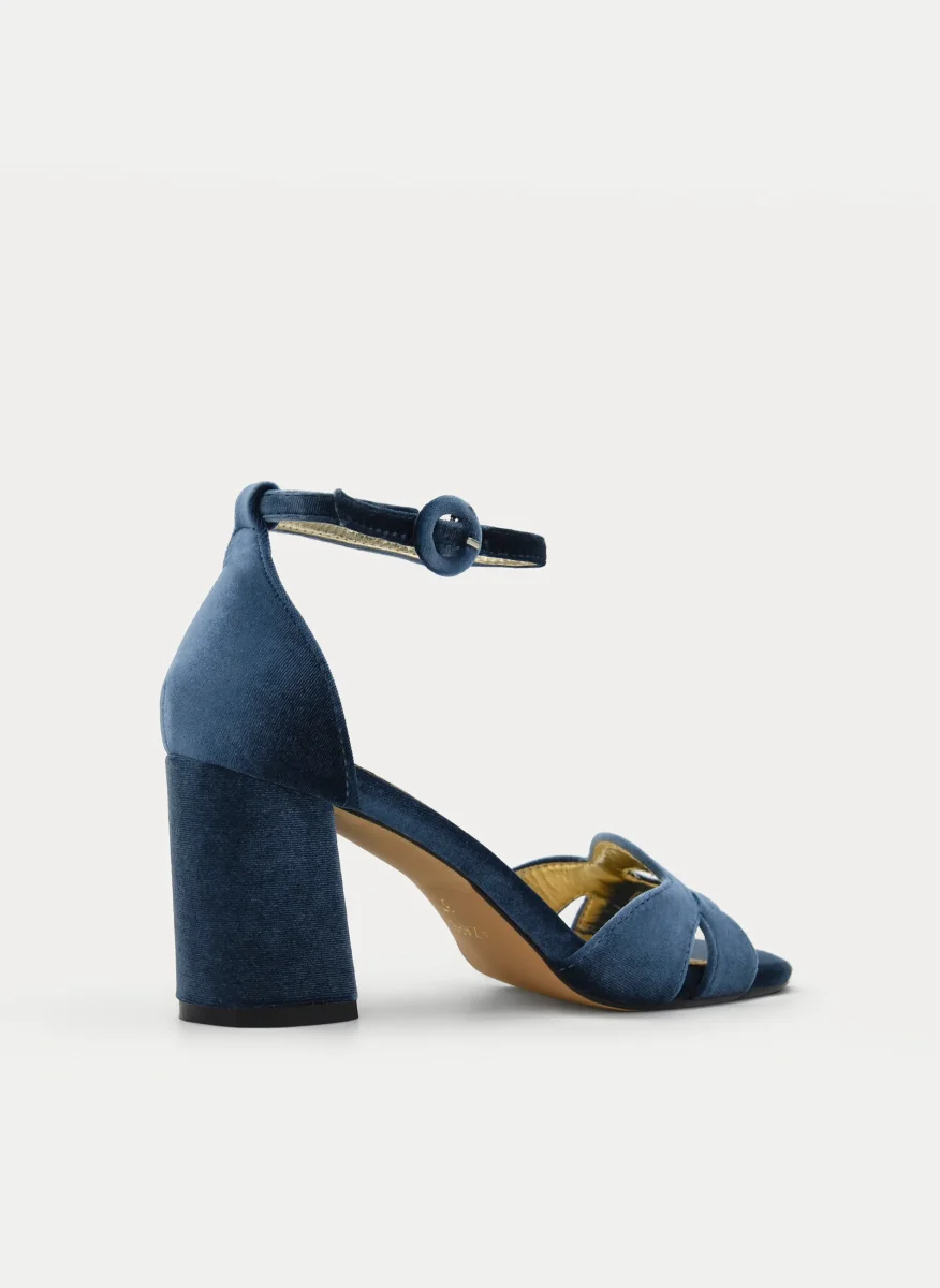 SANDALIA DE TERCIOPELO AZUL ELEGANTE - Imagen 5