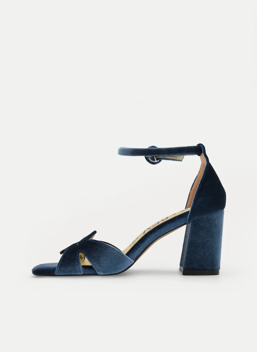 SANDALIA DE TERCIOPELO AZUL ELEGANTE - Imagen 6