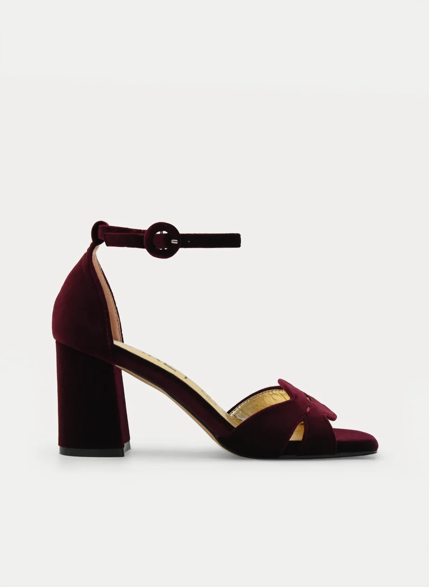 SANDALIA DE TERCIOPELO BURDEOS ELEGANTE - Imagen 2