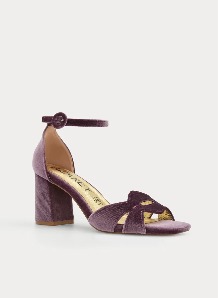 SANDALIA DE TERCIOPELO MALVA ELEGANTE - Imagen 5