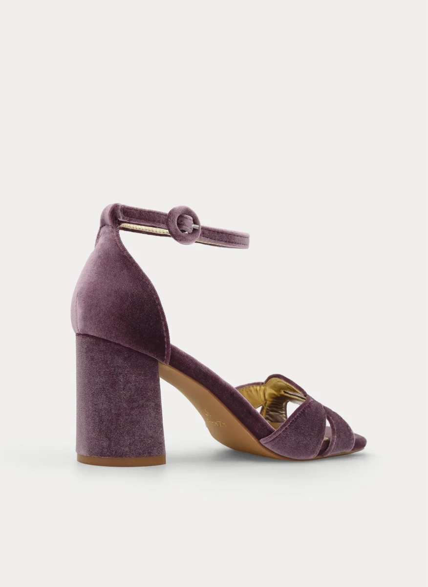 SANDALIA DE TERCIOPELO MALVA ELEGANTE - Imagen 6