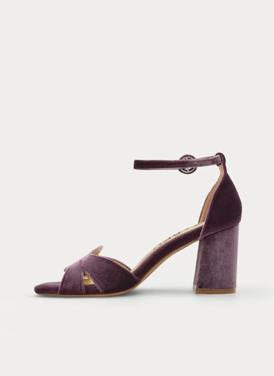 SANDALIA DE TERCIOPELO MALVA ELEGANTE - Imagen 7