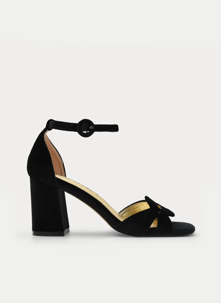 SANDALIA DE TERCIOPELO NEGRO ELEGANTE - Imagen 2