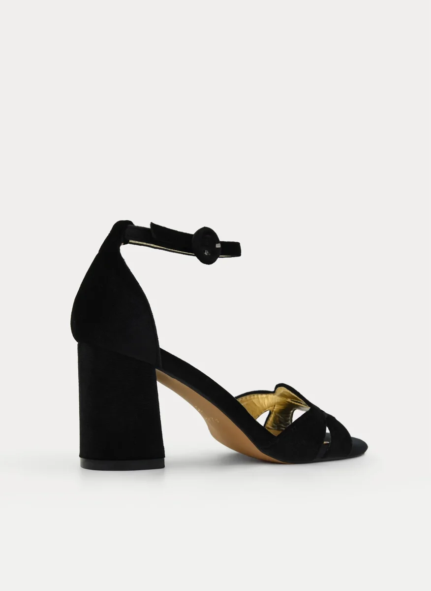 SANDALIA DE TERCIOPELO NEGRO ELEGANTE - Imagen 5