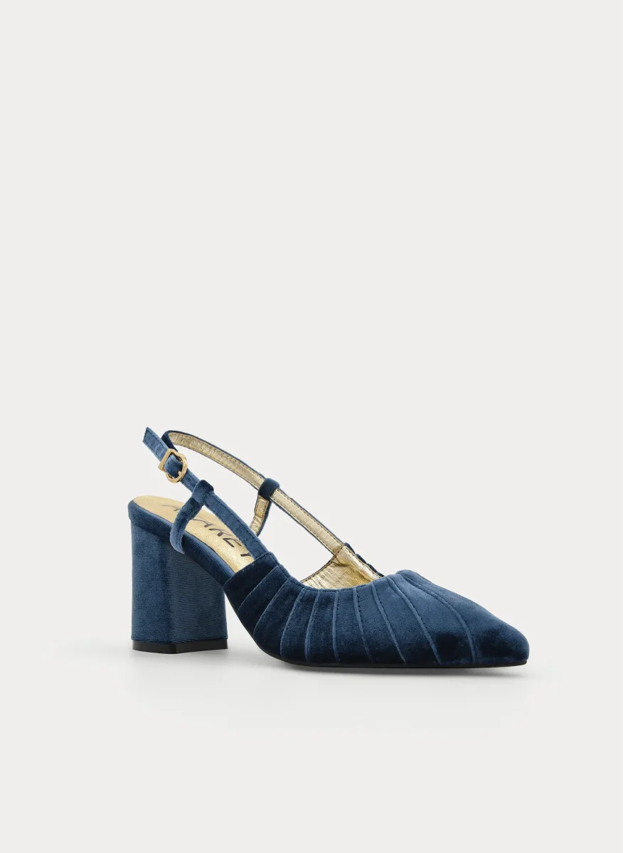ZAPATO DE TERCIOPELO DESTALONADO AZUL - Imagen 3